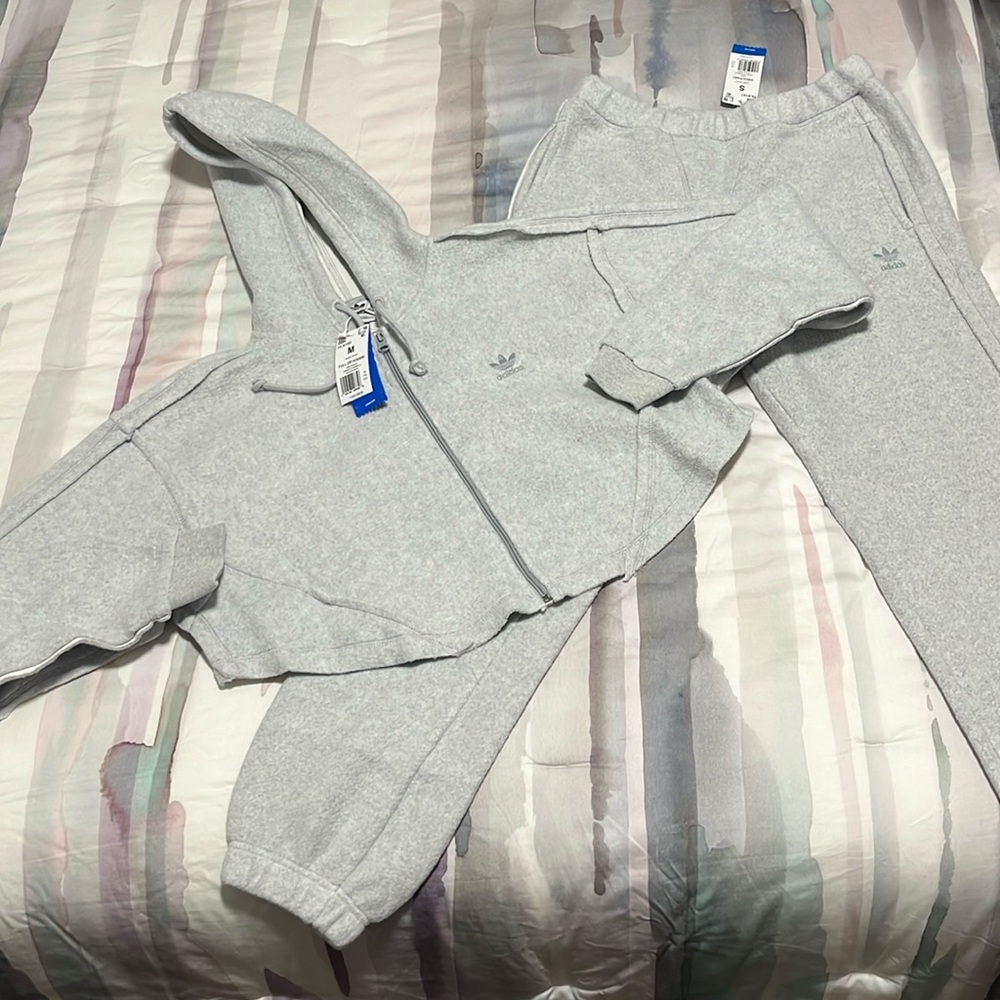 NEW Adidas Luxe Lounge Fleece Zip-Up Hoodie & Joggers